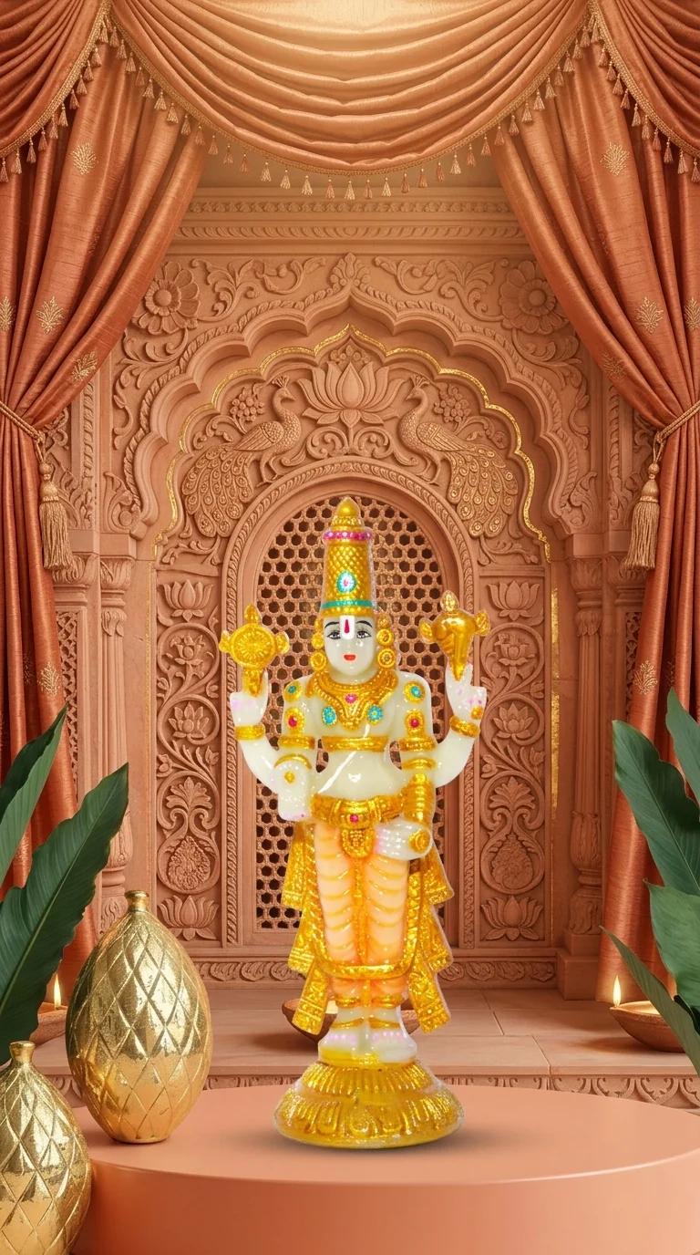 Value Gifts Gold Colour Venkateswara Swamy Statue for Pooja Room Decor