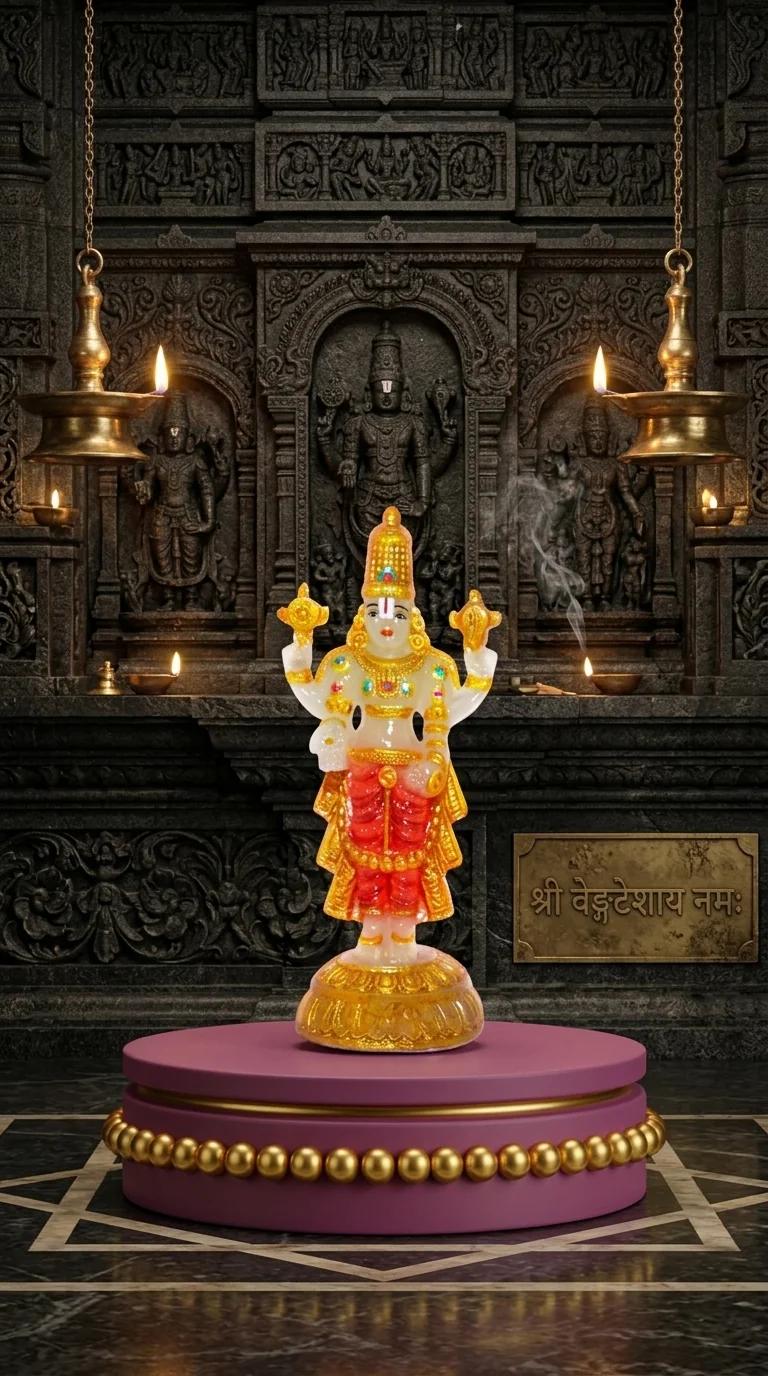 Value Gifts Elegant Rediyam Colour Lord Venkateswara Idol for Pooja Room and Car Decor