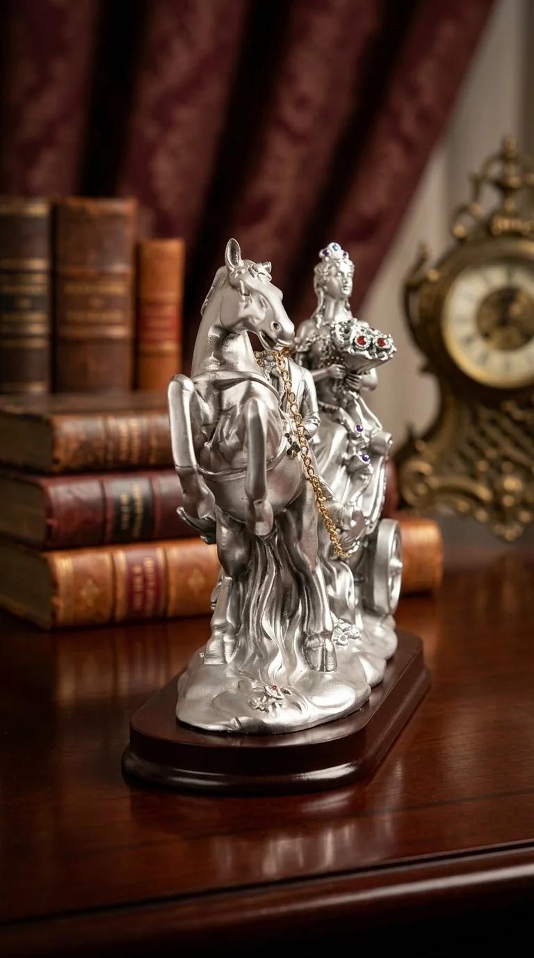 Value Gifts Elegant Love Couple with Horse Showpiece for Home Decoration and Gifting