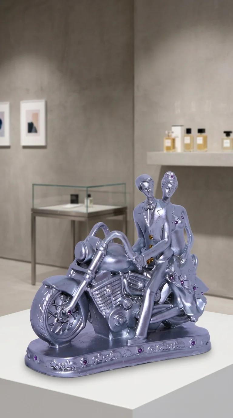 Value Gifts Elegant Bike Riding Couple Showpiece for Home and Office Decor