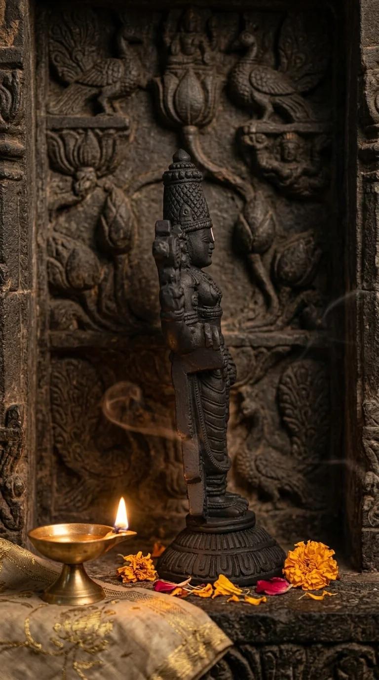 MH Decors Elegant Black Polished Venkateswara Idol Showpiece for Home and Car Decor