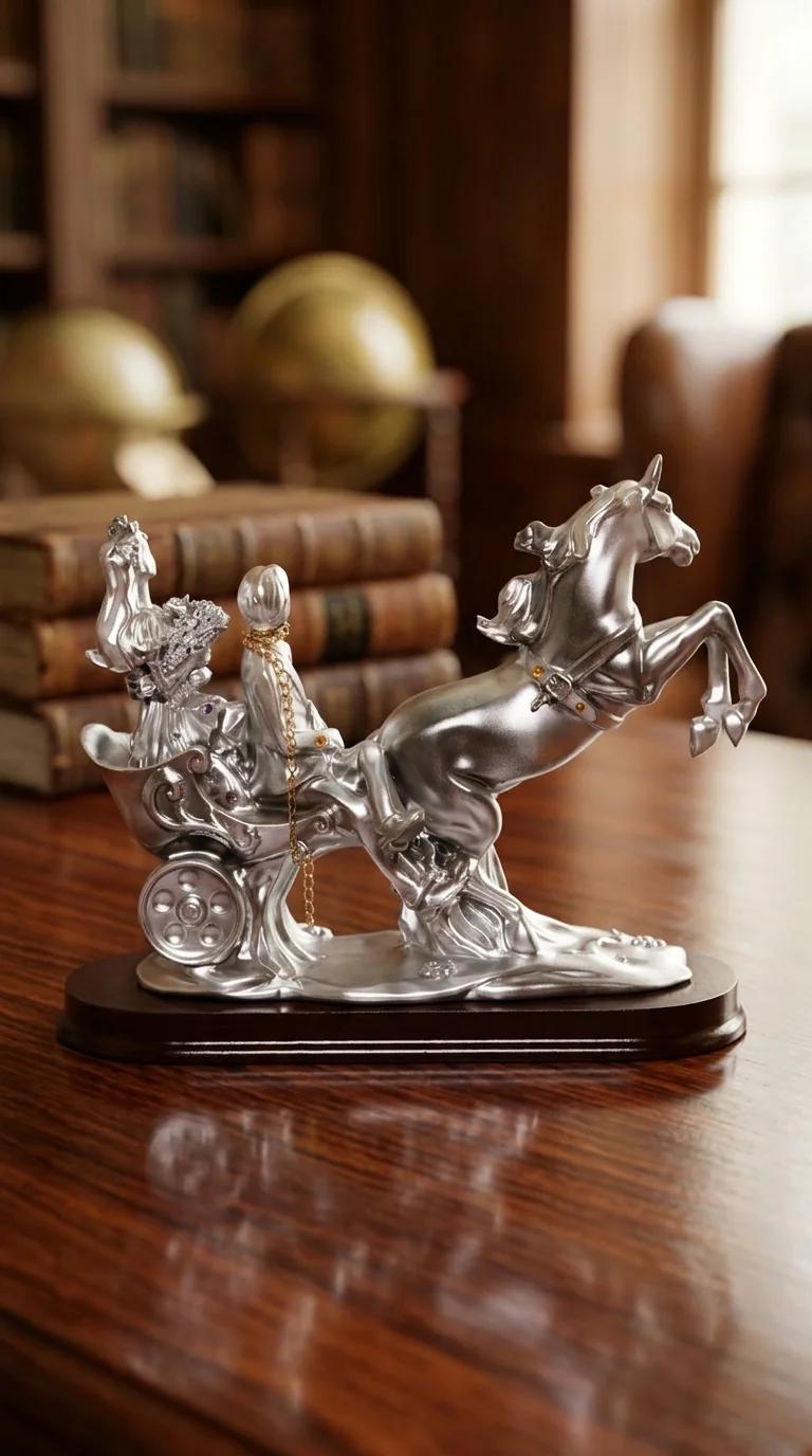 MH Decors Elegant Love Couple on Chetak Horse Figurine for Tabletop and Home Decoration