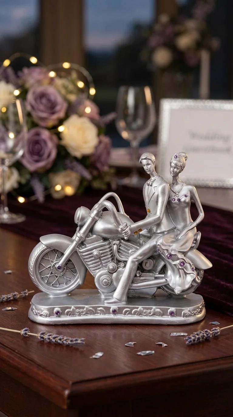 MH Decors Elegant Bike Riding Couple Figurine for Tabletop, Home, and Office