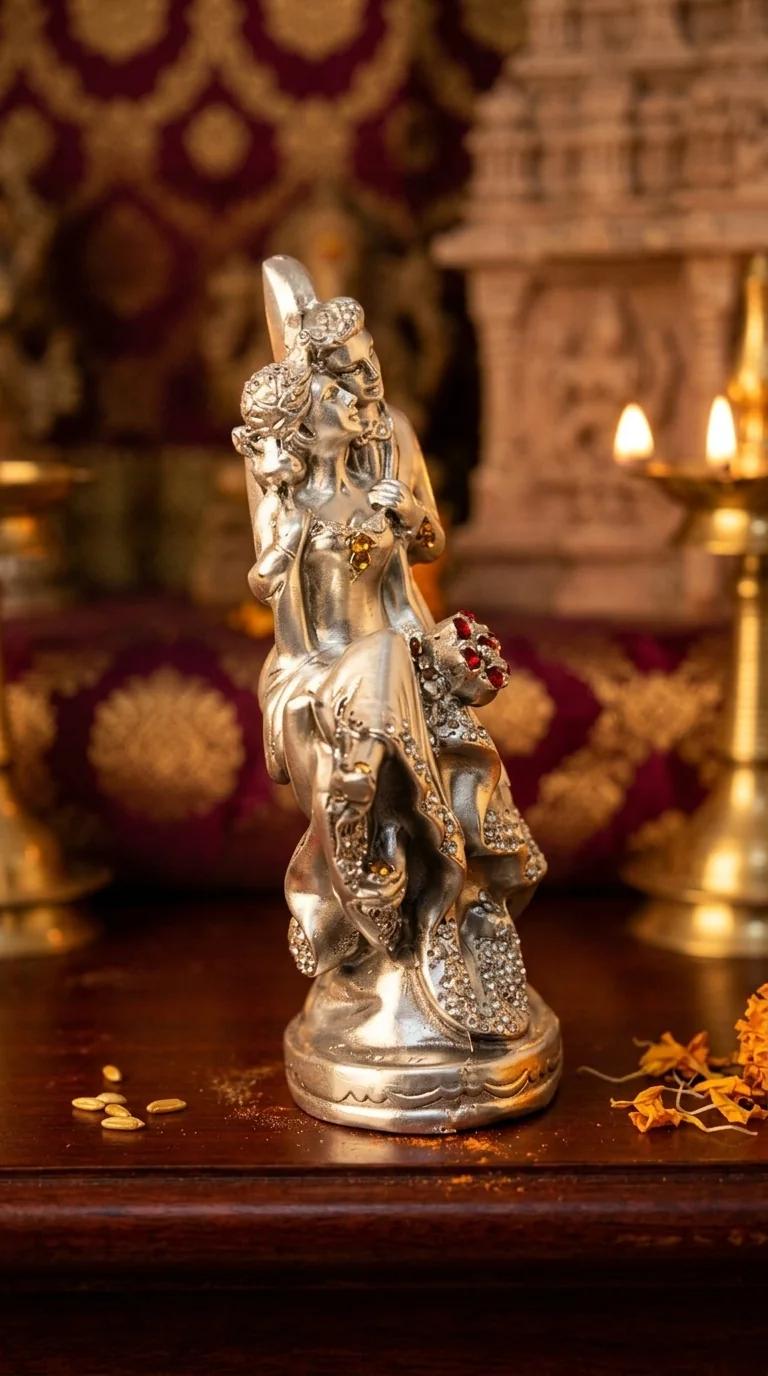 MH Decors Decorative Silver Plated Lovers Figurine for Tabletop and Living Room Display