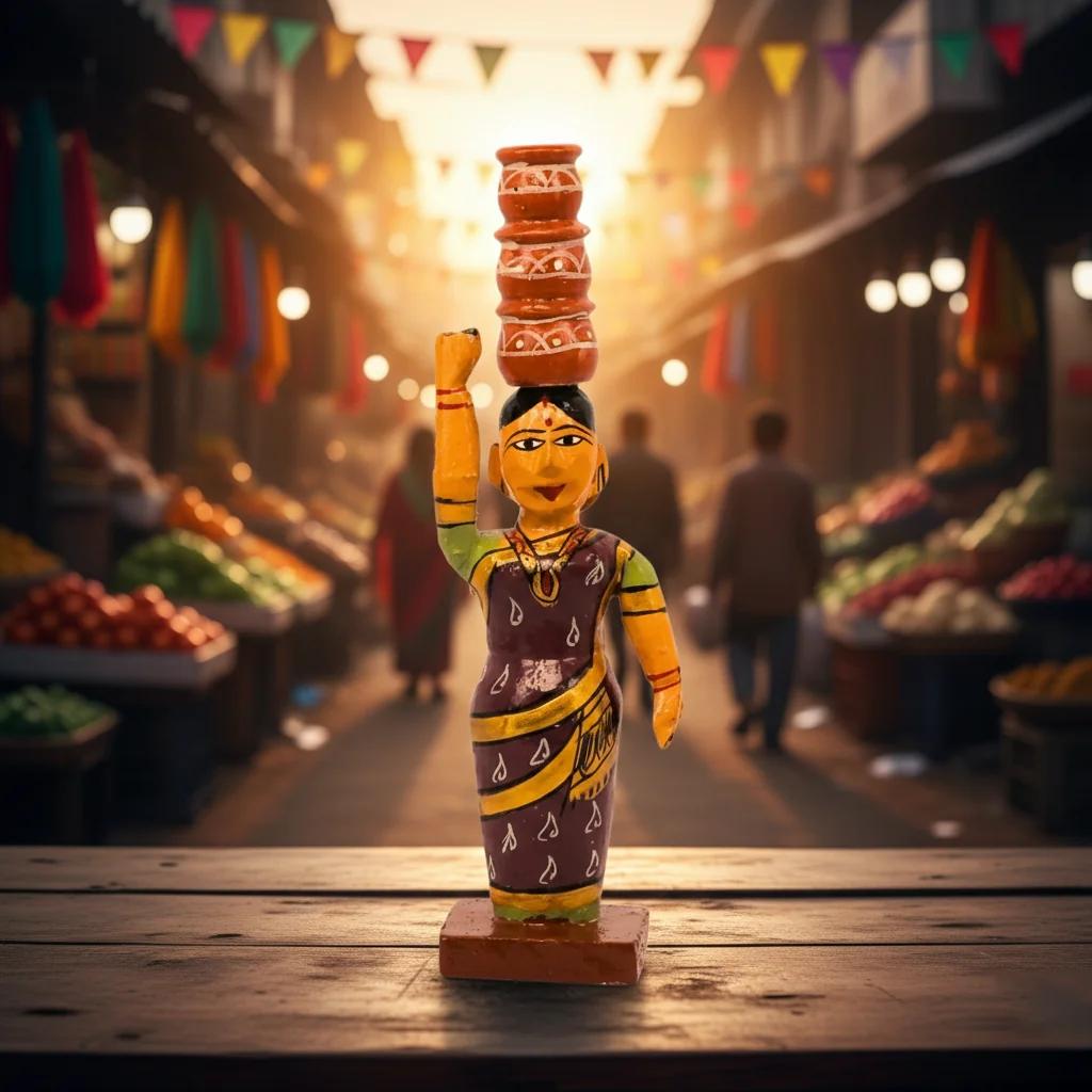 VPH Gift Store Kondapalli Wooden Village Ladies Bommalu Set of 5 Handcrafted Decor