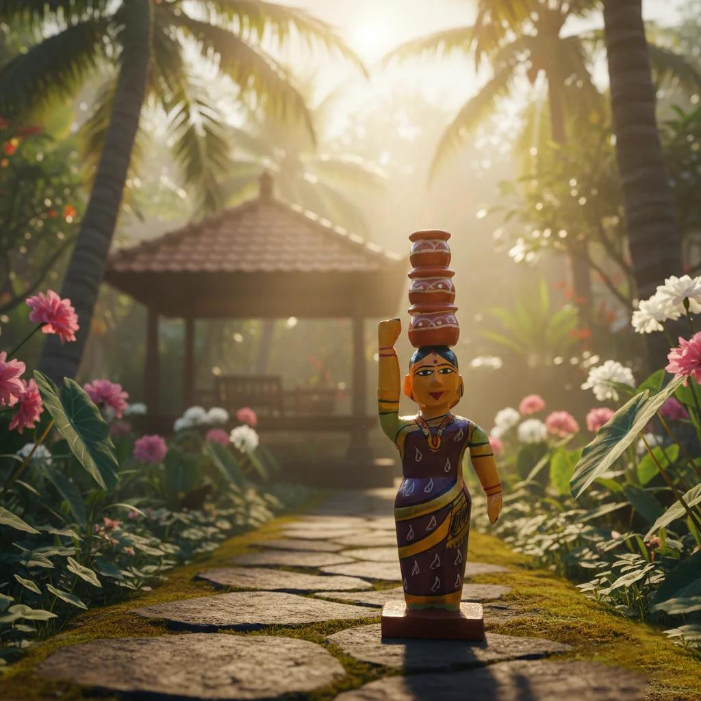 MH Decors Handcrafted Kondapalli Wooden Bommalu Village Ladies Set for Home Decoration