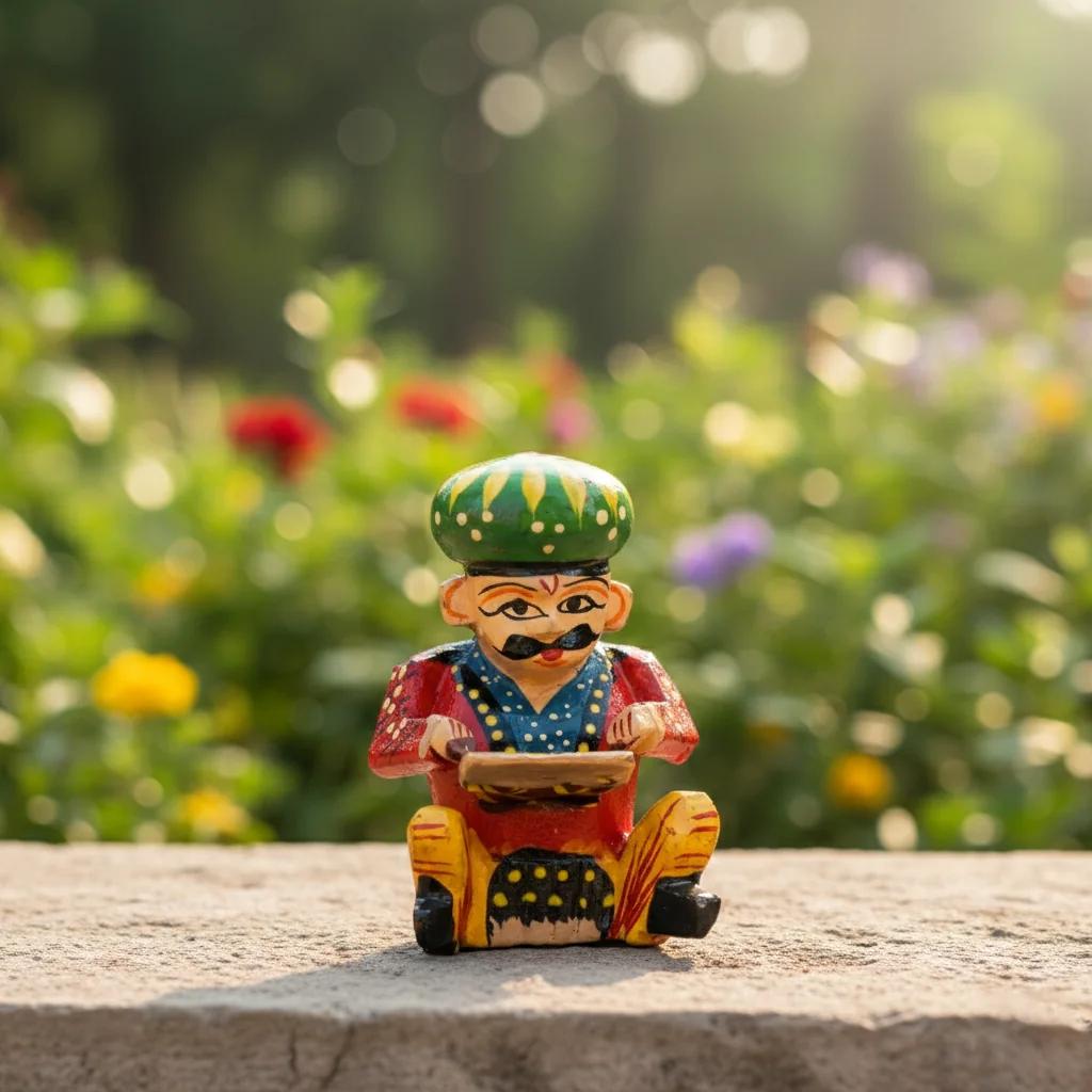 MH Decors Handmade Kondapalli Wooden Musician Bawla Set Decorative Figurines for Living Room