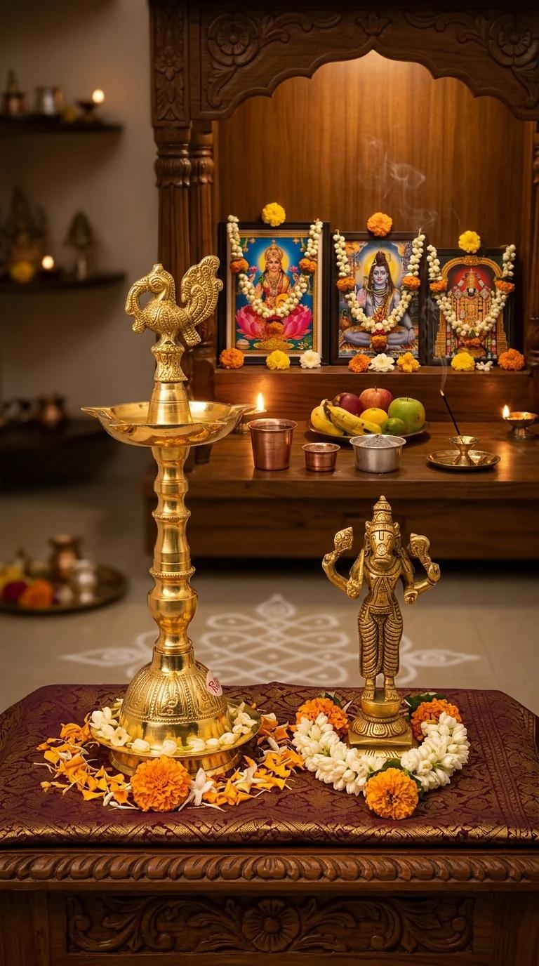 MH Decors Handcrafted Brass Peacock Oil Diyas for Pooja Room and Spiritual Home Decor