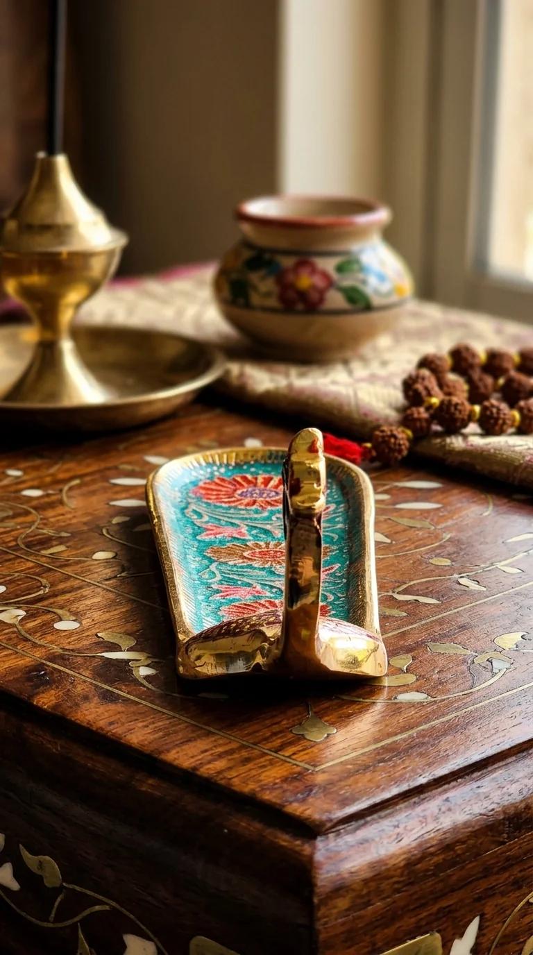 Value Gifts Traditional Brass Peacock Incense Stand Handcrafted for Home