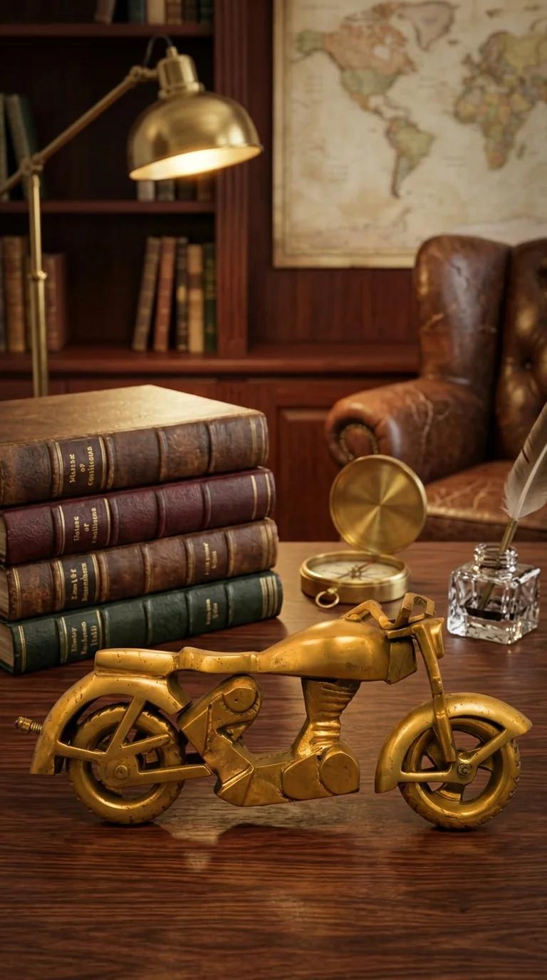 Value Gifts Traditional Brass Vintage Bike Figurine for Home Decor and Gift