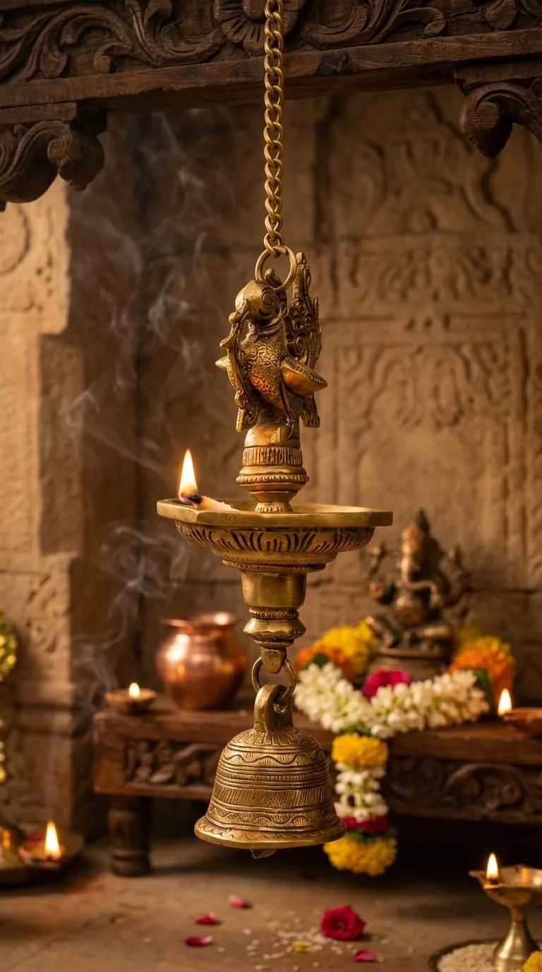 Value Gifts Handcrafted Brass Peacock Wall Hanging Diya for Entrance and Pooja Room