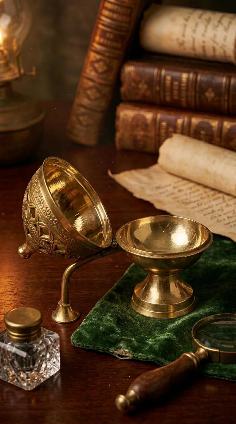 Value Gifts Decorative Brass Incense Burner Dhoop Dani with Handle for Living Room