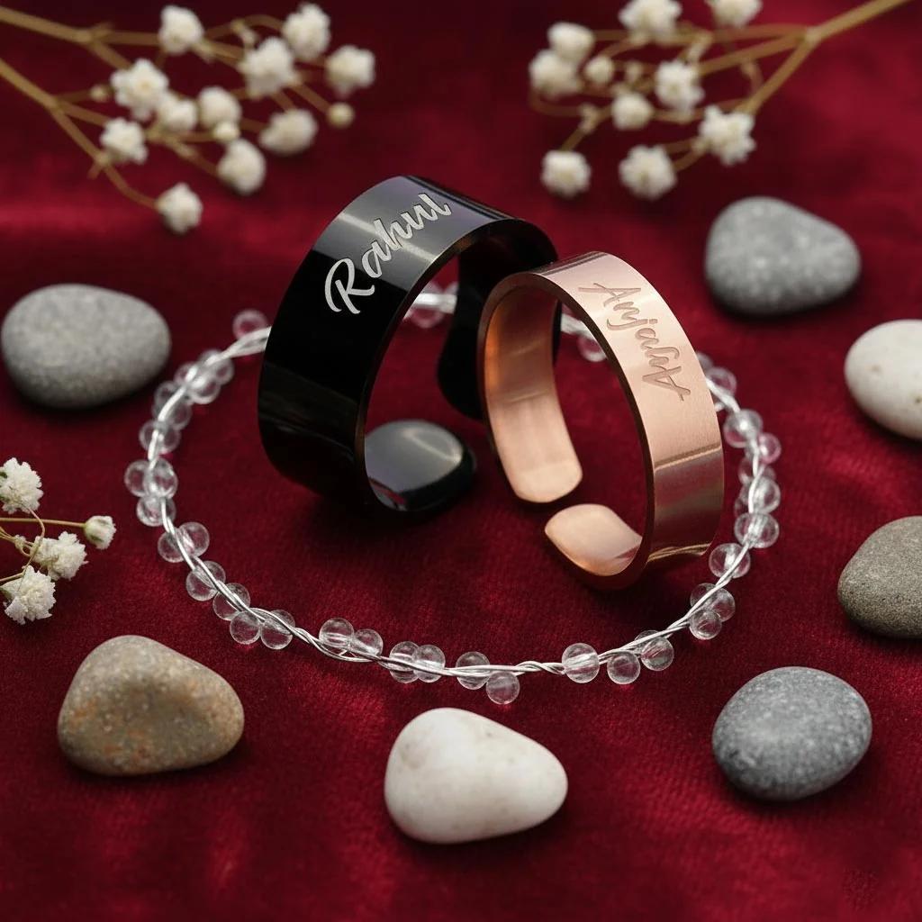 MH Decors Custom Engraved Name Rings – Available in 3 Elegant Finishes