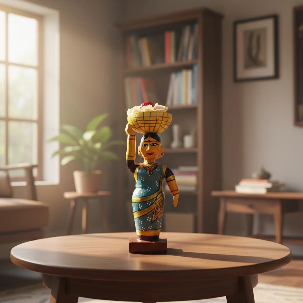 VPH Gift Store Kondapalli Wooden Village Ladies Bommalu Set of 5 Handcrafted Decor