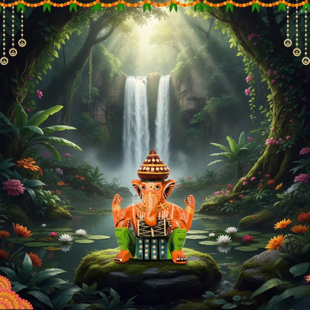 VPH Gift Store Wooden Ganesha Musician Dolls Kondapalli Handmade Set of 6