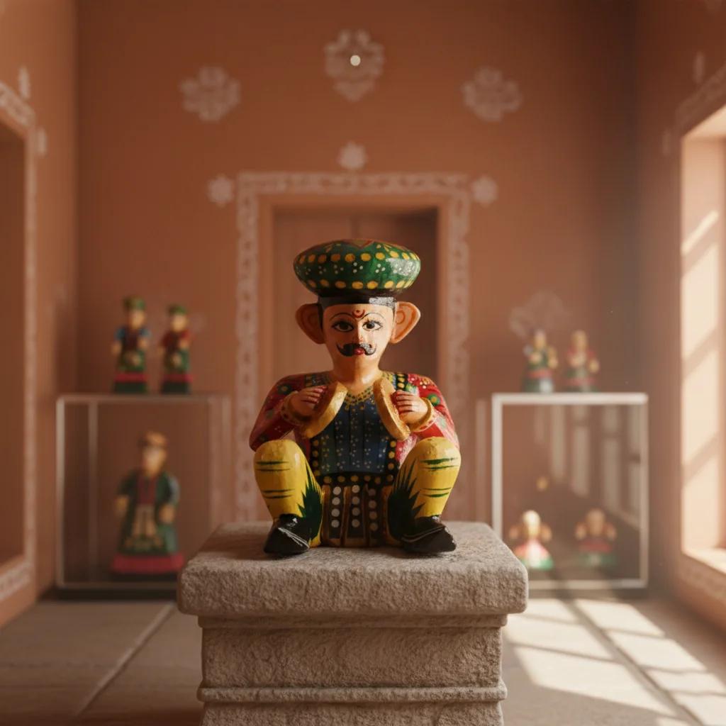 VPH Gift Store Kondapalli Wooden Jaipur Musician Bawla Multi Colour Handcrafted Set of 6 Decor