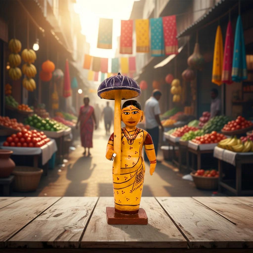 MH Decors Handcrafted Kondapalli Wooden Bommalu Village Ladies Set for Home Decoration