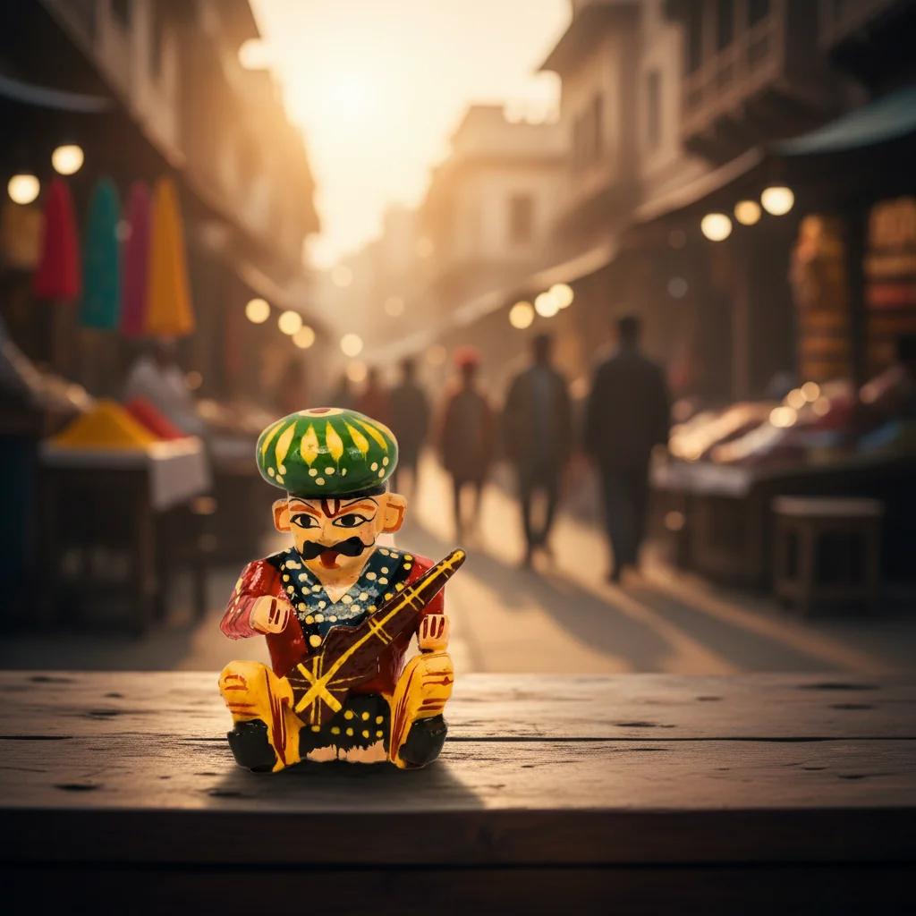 MH Decors Handmade Kondapalli Wooden Musician Bawla Set Decorative Figurines for Living Room