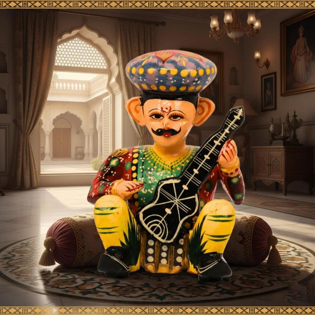MH Decors Kondapalli Jaipur Musician Bawla Wooden Set of 6 Handmade for Living Room