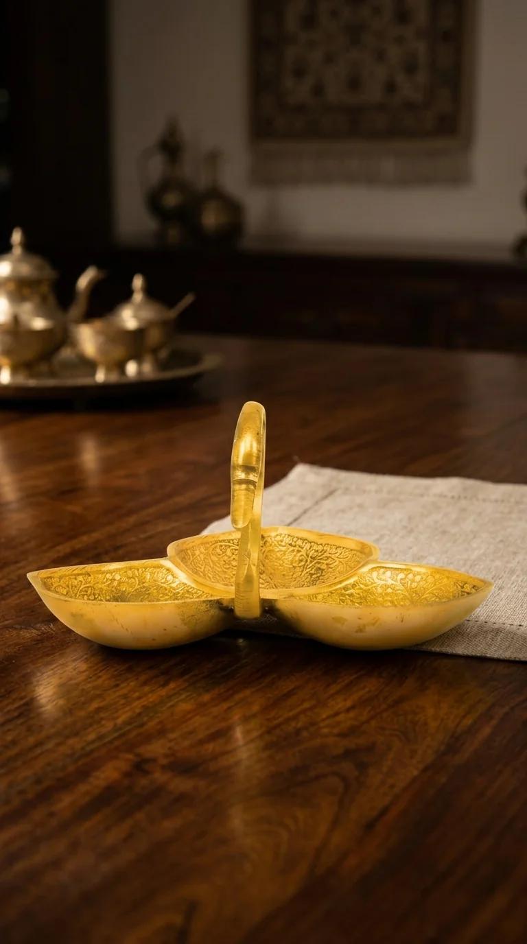 MH Decors Elegant Brass Swan Shaped Leaf Bowl for Home Decor and Gift Item