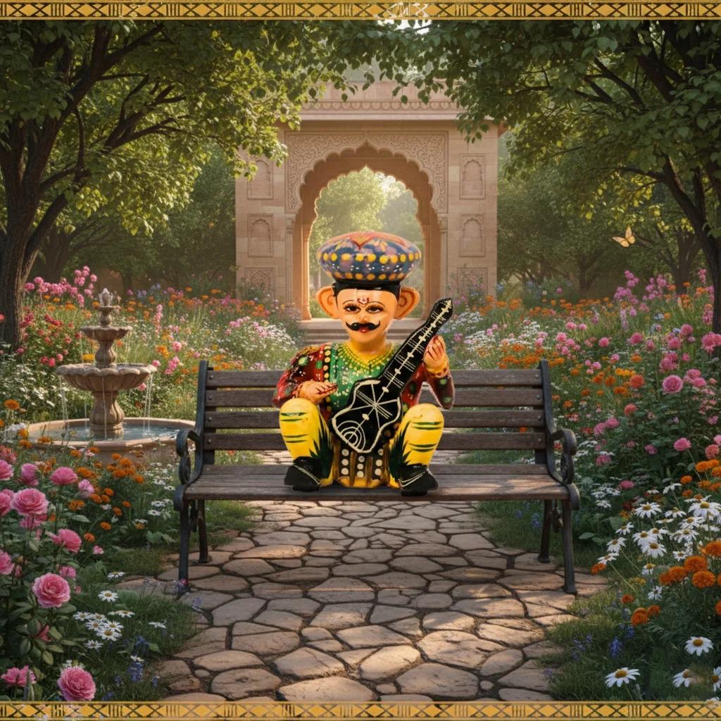 VPH Gift Store Kondapalli Wooden Jaipur Musician Bawla Multi Colour Handcrafted Set of 6 Decor