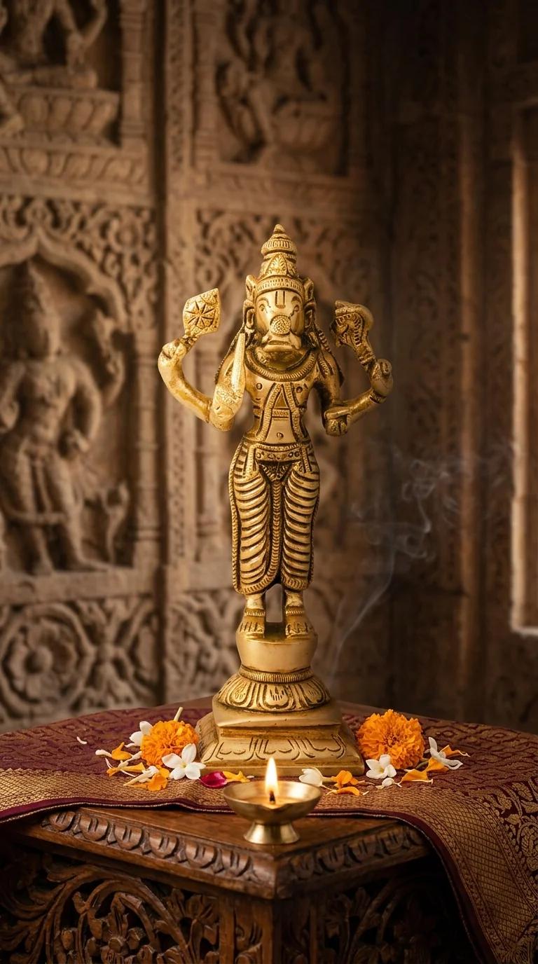 MH Decors Handcrafted Brass Vishnu Dasavatharam Statues for Pooja Room Display