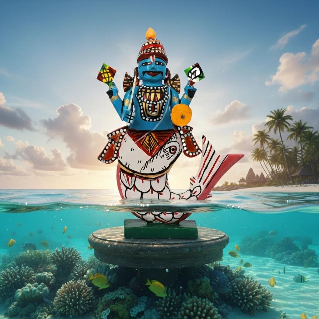 VPH Gift Store Kondapalli Wooden Lord Vishnu Dasavatharam Set of 10 for Home Decor