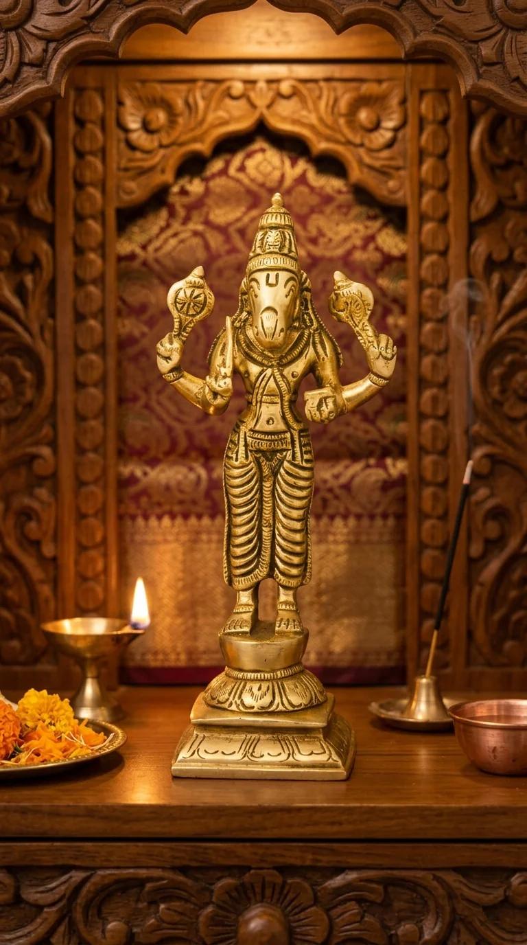 MH Decors Handcrafted Brass Vishnu Dasavatharam Statues for Pooja Room Display