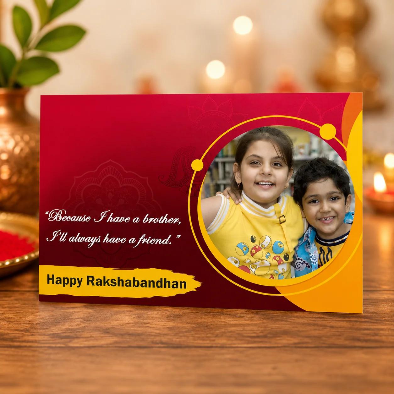 Personalized Photo Rakhi with Greeting Card for Brother