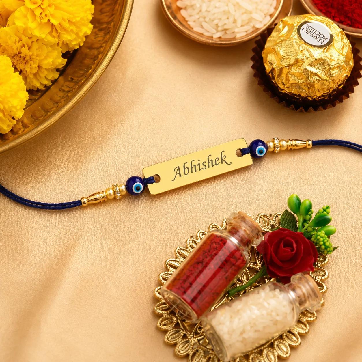 Personalized Evil Eye Rakhi with Name for Brother