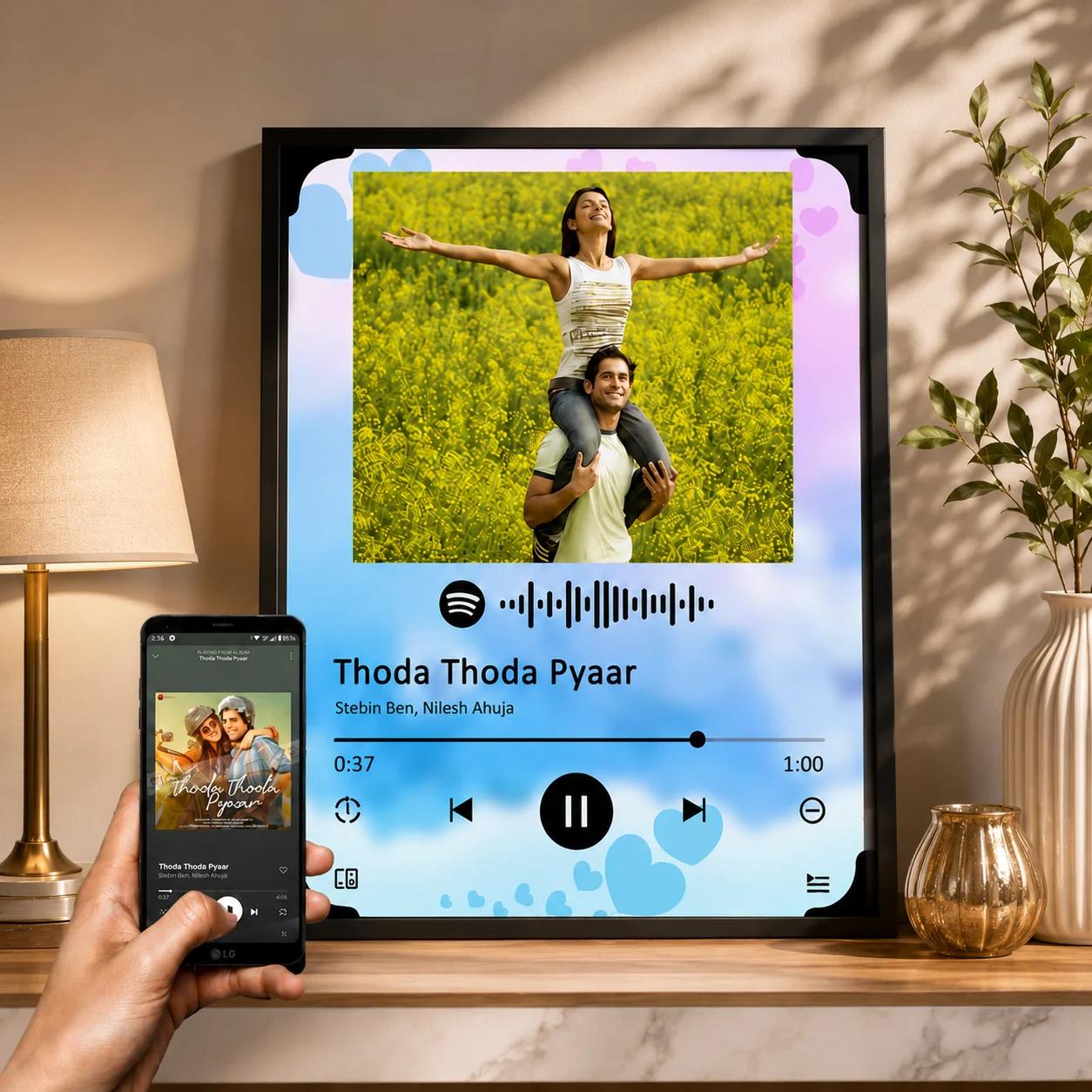 MH Decors Custom Music Photo Spotify Code Plaque Wooden Small Personalized Gift (A5 6x8 Inches)