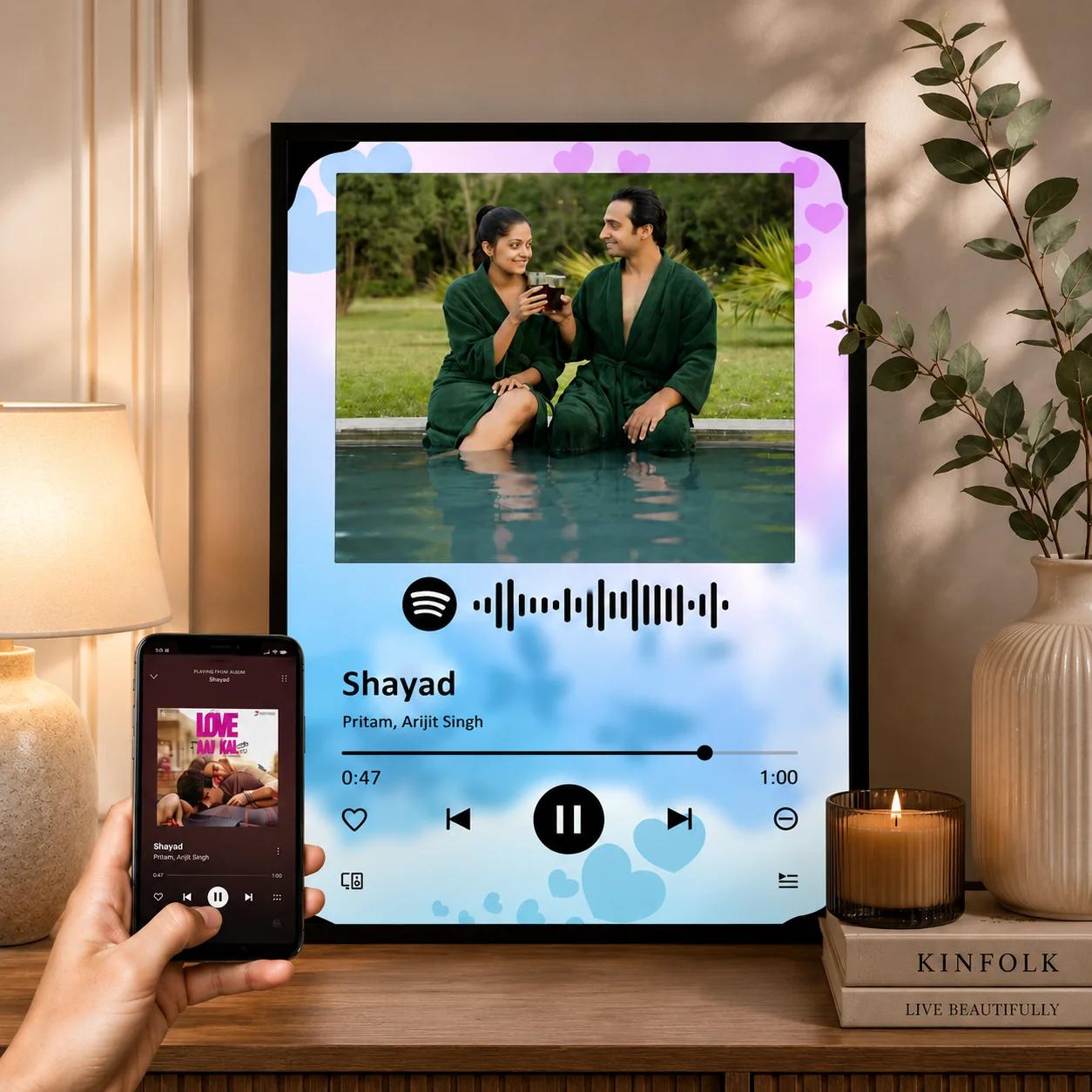 MH Decors Engraved Music Photo Frame Spotify Wooden Plaque Large Size Gift