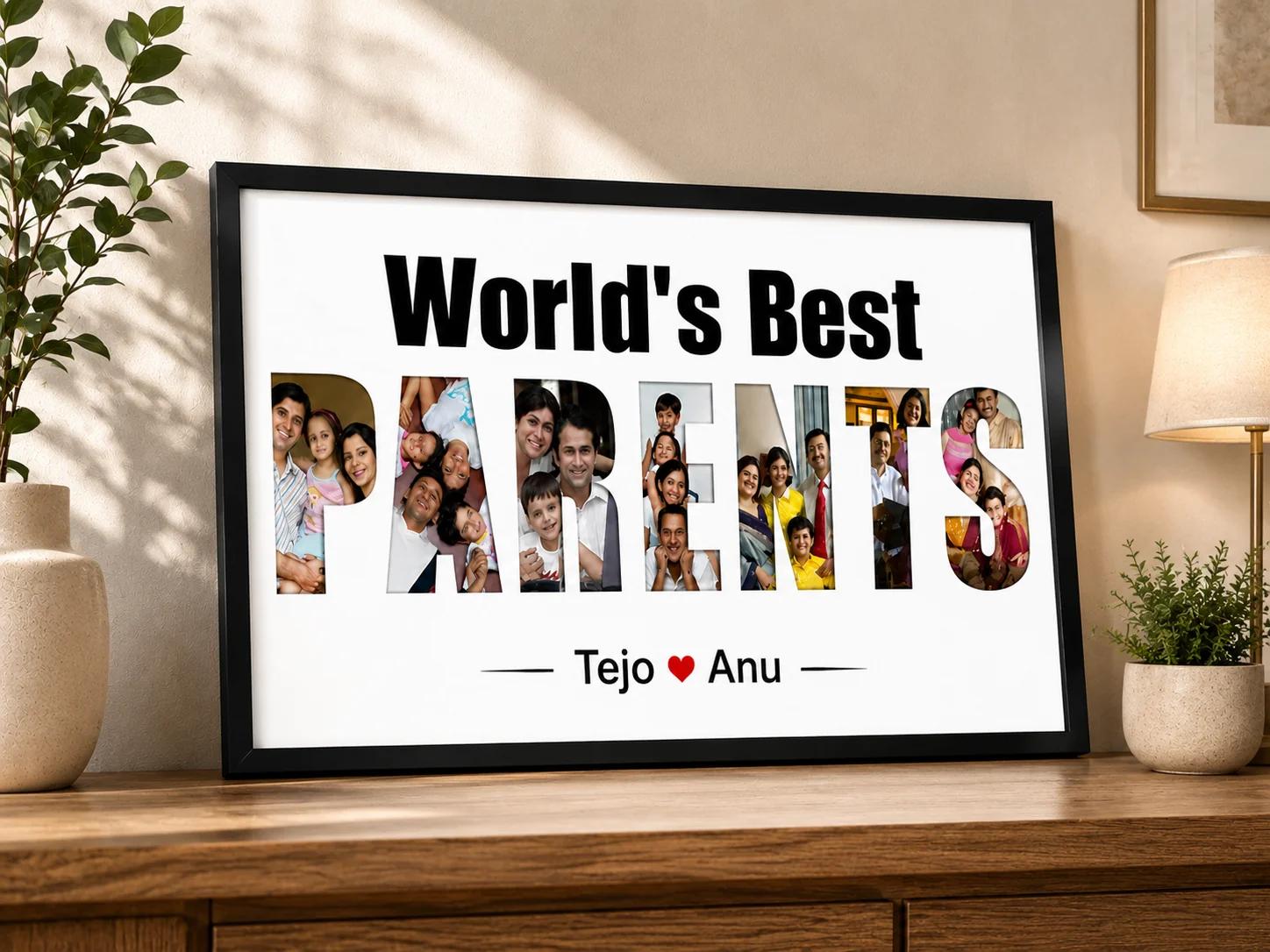 MH Decors Engraved Family Photo Frame World’s Best Parents Keepsake