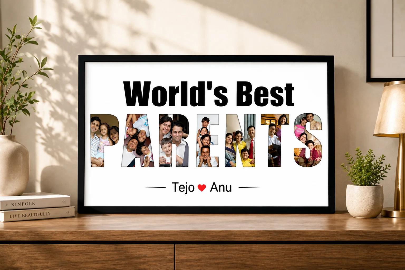 MH Decors Engraved Family Photo Frame World’s Best Parents Keepsake
