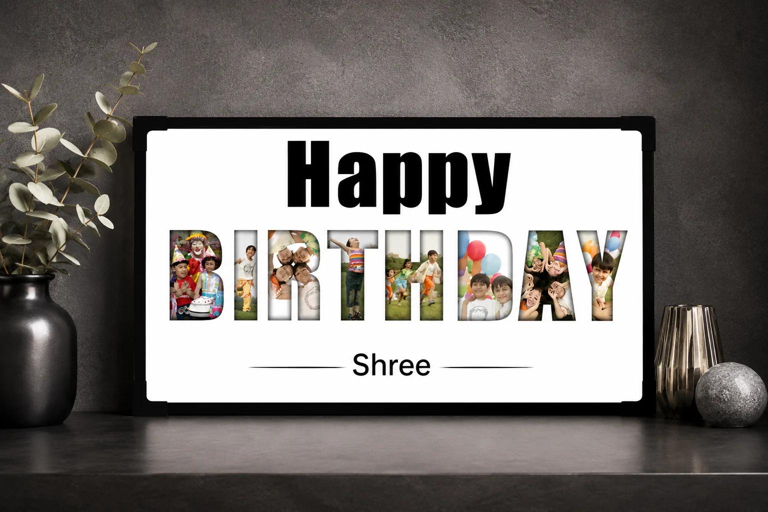 MH Decors Engraved Birthday Wall Frame Custom Wooden Gift 6x12 Inches