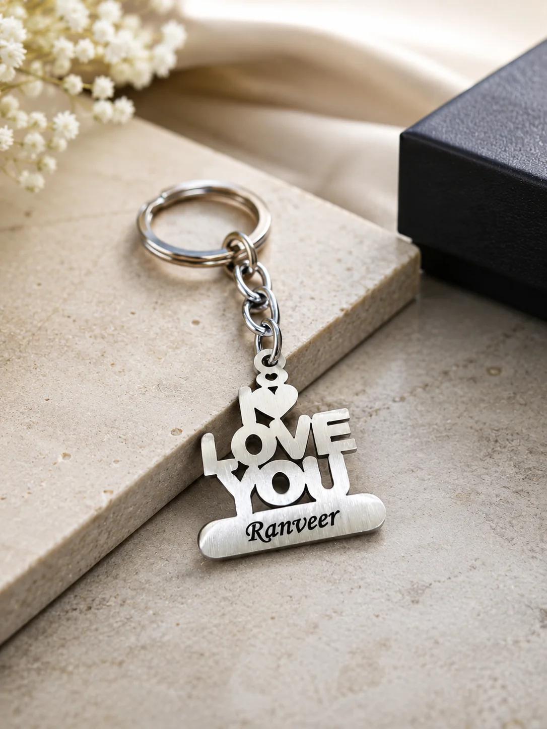 MH Decors Unique I Love You Keychain Personalized Romantic Gift for Couples