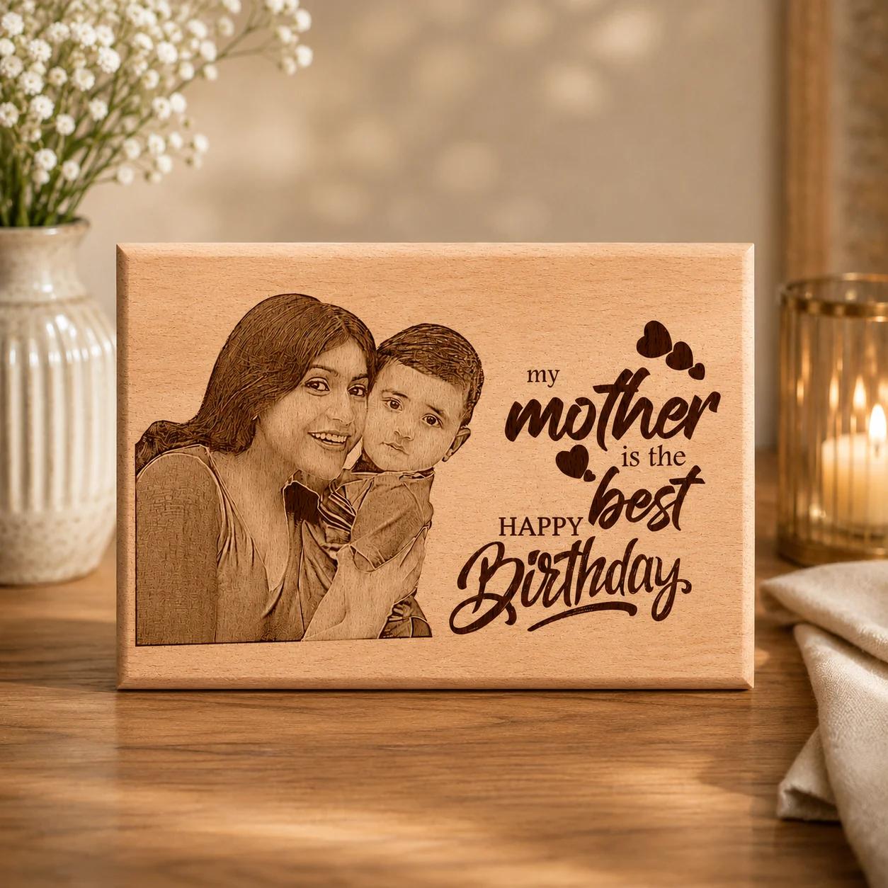 MH Decors Engraved Mother Photo Frame Custom Birthday Gift 9x6