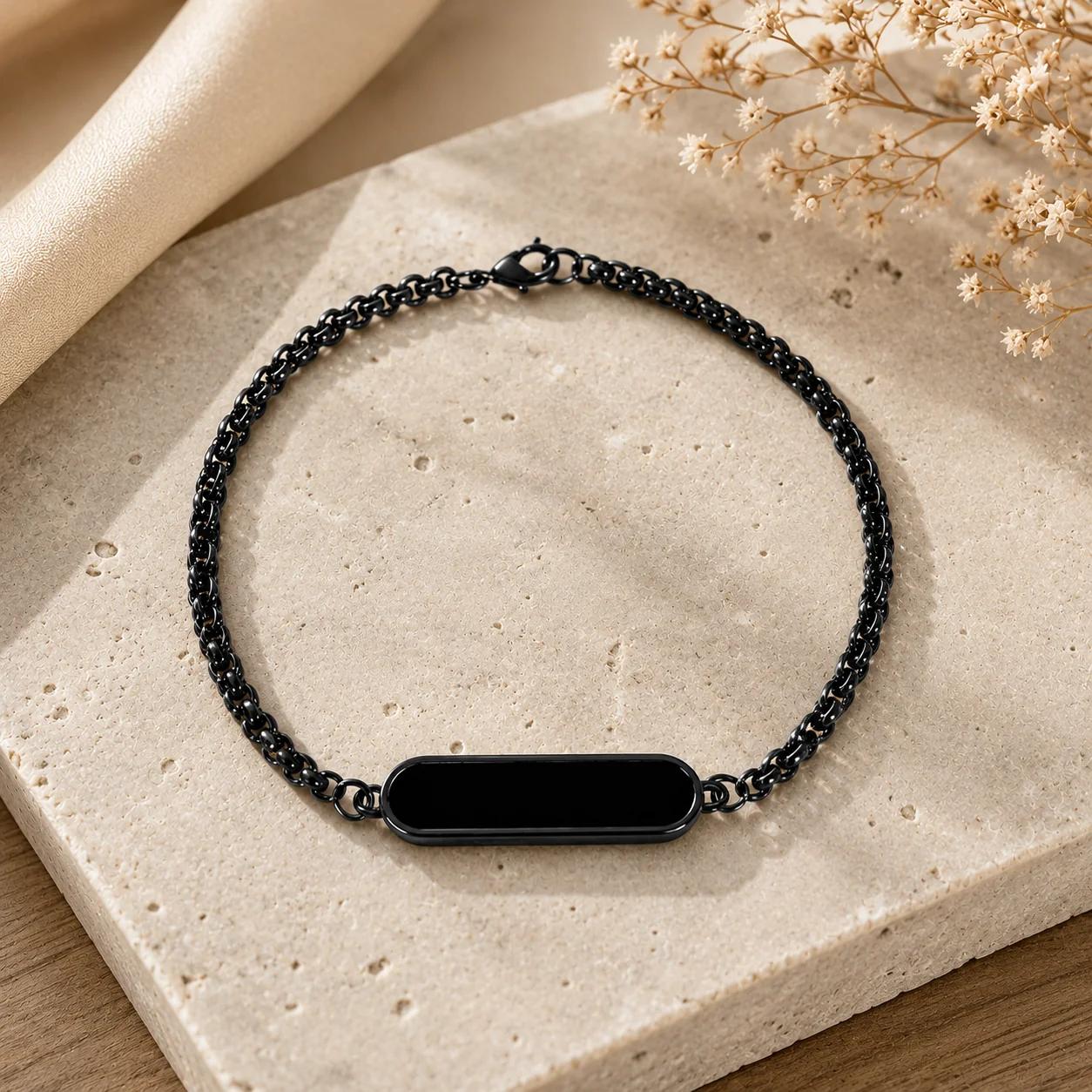 MH Decors Stylish Custom Name Bracelet Black Couple Gift Idea