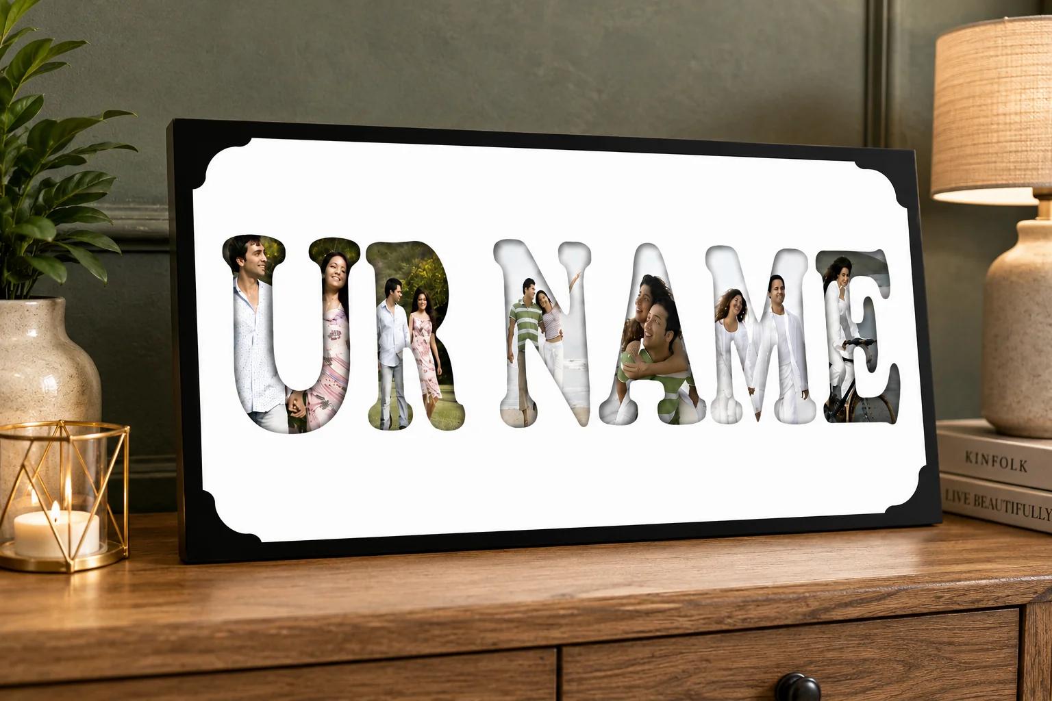 MH Decors Custom Elegant Name Frame Premium Matte Finish Birthday Gift