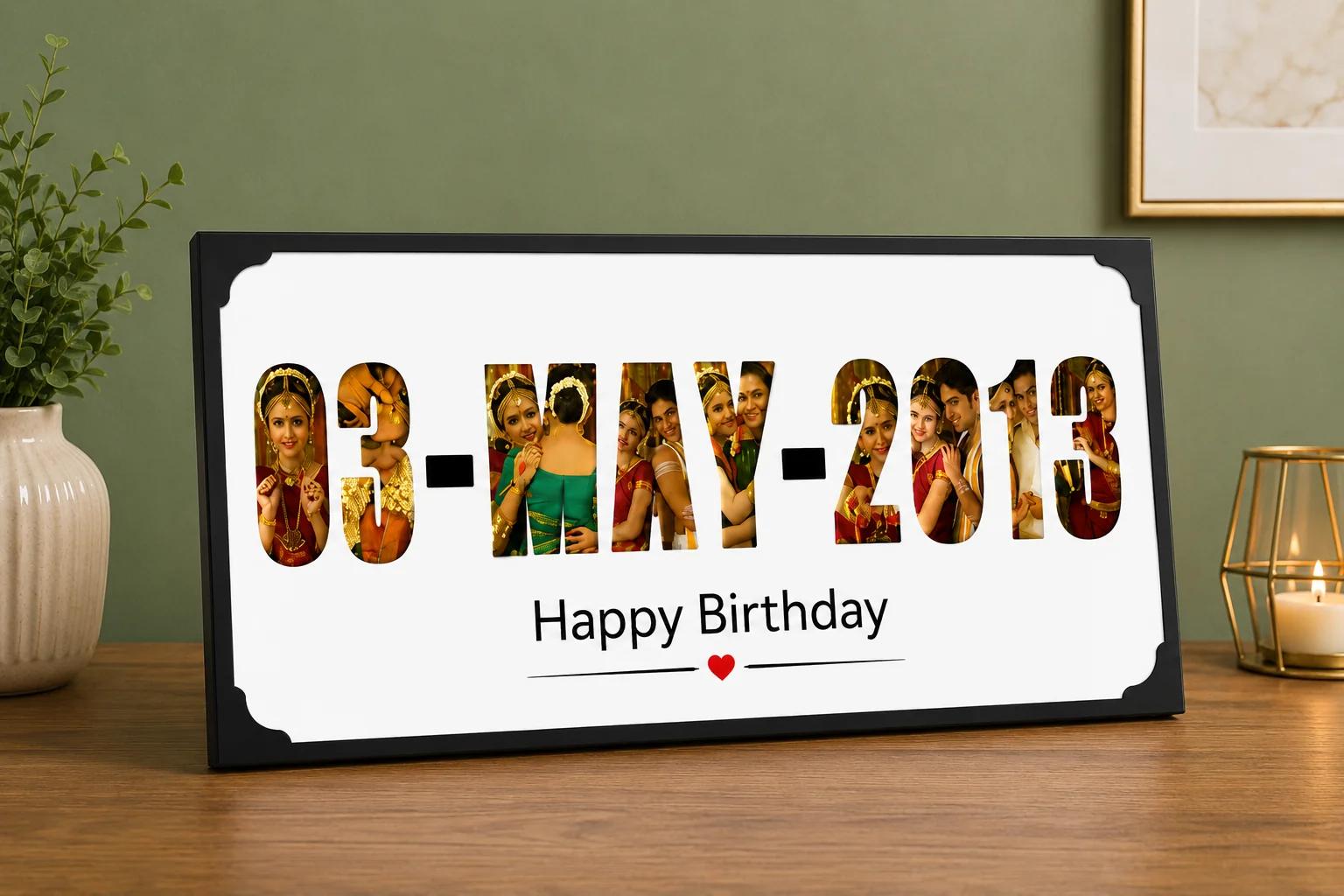 Zpics Custom Wooden Rectangle Photo Frame with Date Personalized Gift