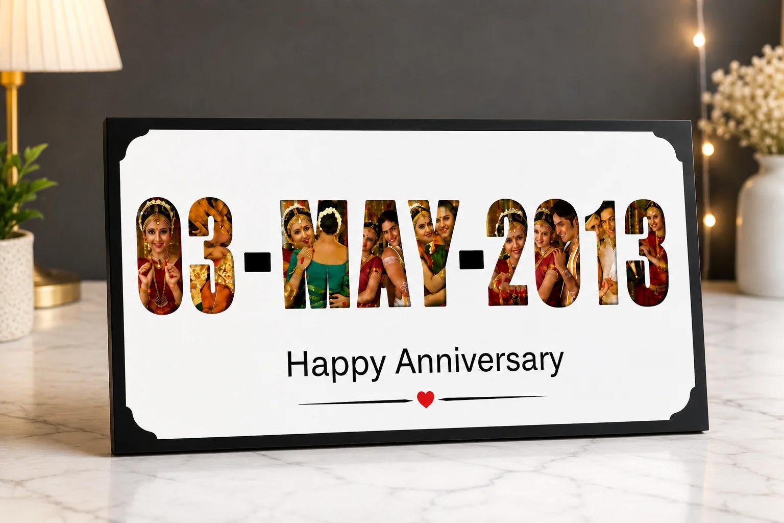 Zpics Custom Wooden Rectangle Photo Frame with Date Personalized Gift