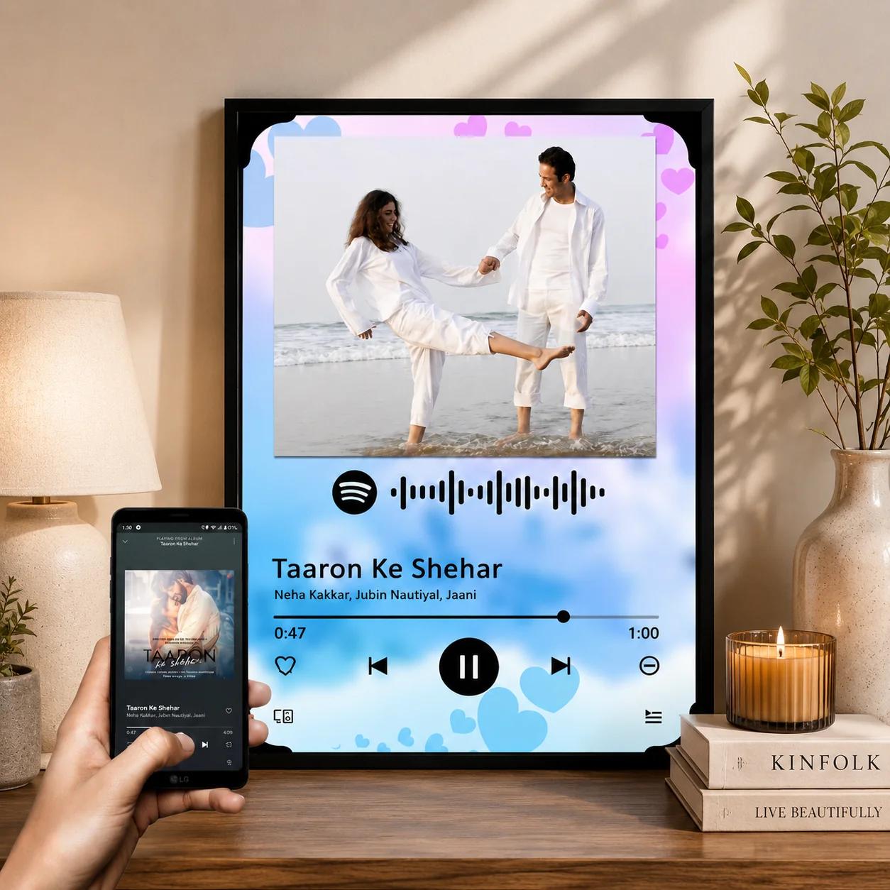 Zpics Custom Wooden Music Plaque Spotify Song Photo Memory Gift Medium (A4 8x12 Inches)
