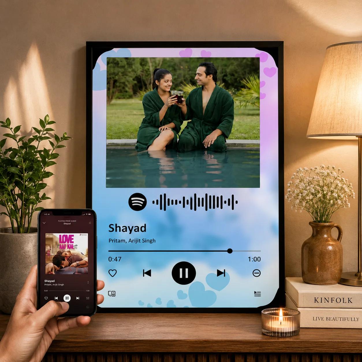 Zpics Custom Wooden Spotify Plaque with Song and Photos Large Size Gift