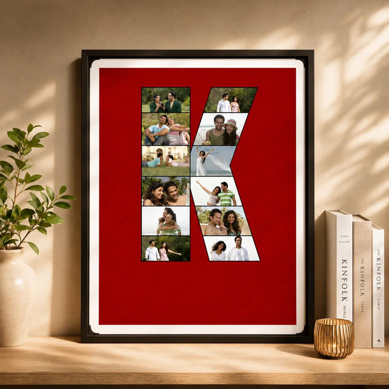 Zpics Custom Couple Initial Photo Frame Wooden Romantic Gift 10x10