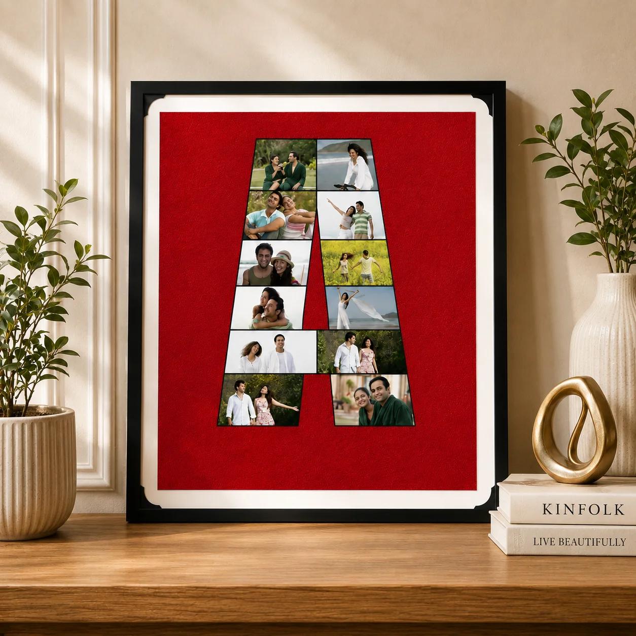 Zpics Custom Couple Initial Photo Frame Wooden Romantic Gift 10x10