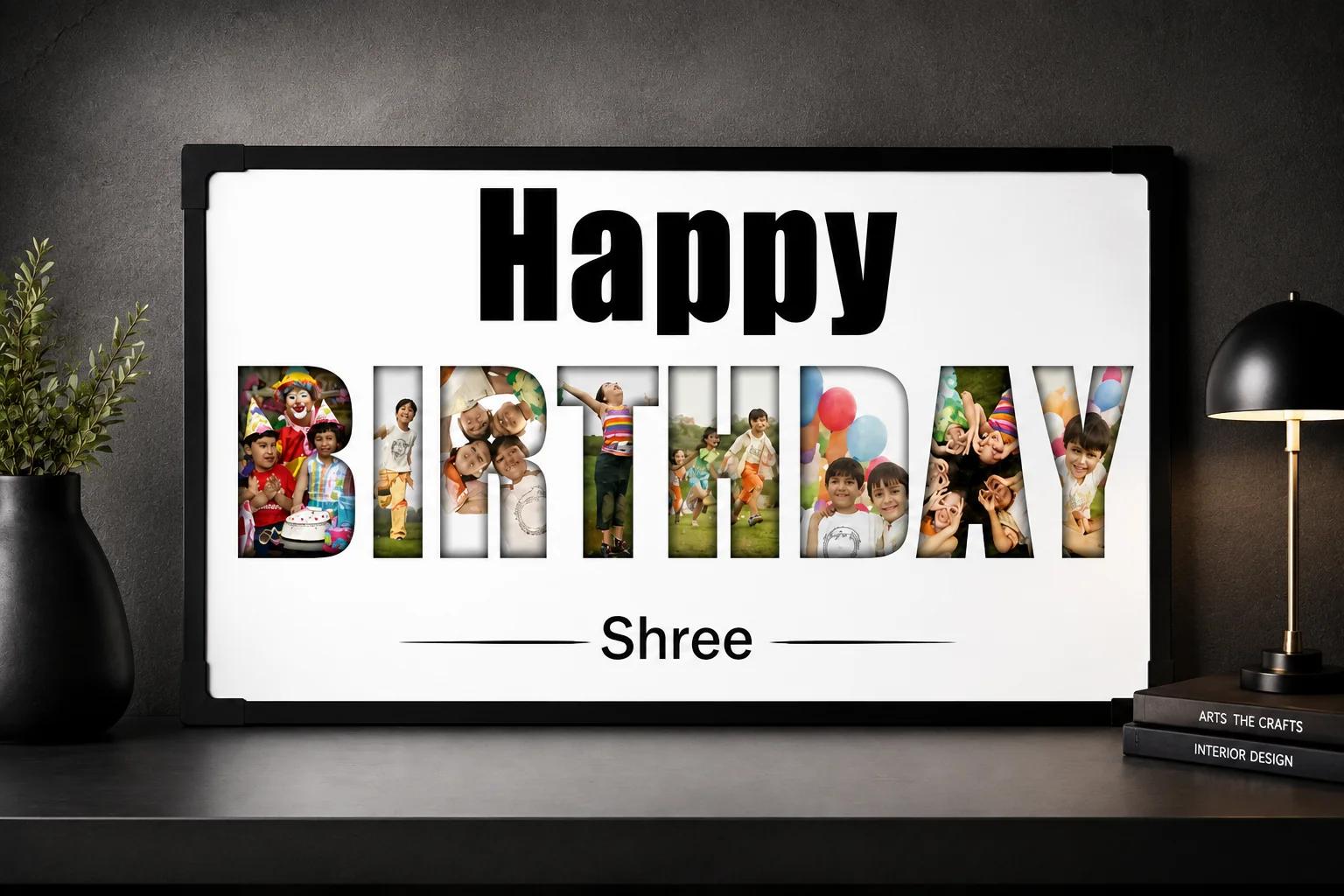Zpics Happy Birthday Wooden Photo Frame Custom Name Gift 6x12 Inches