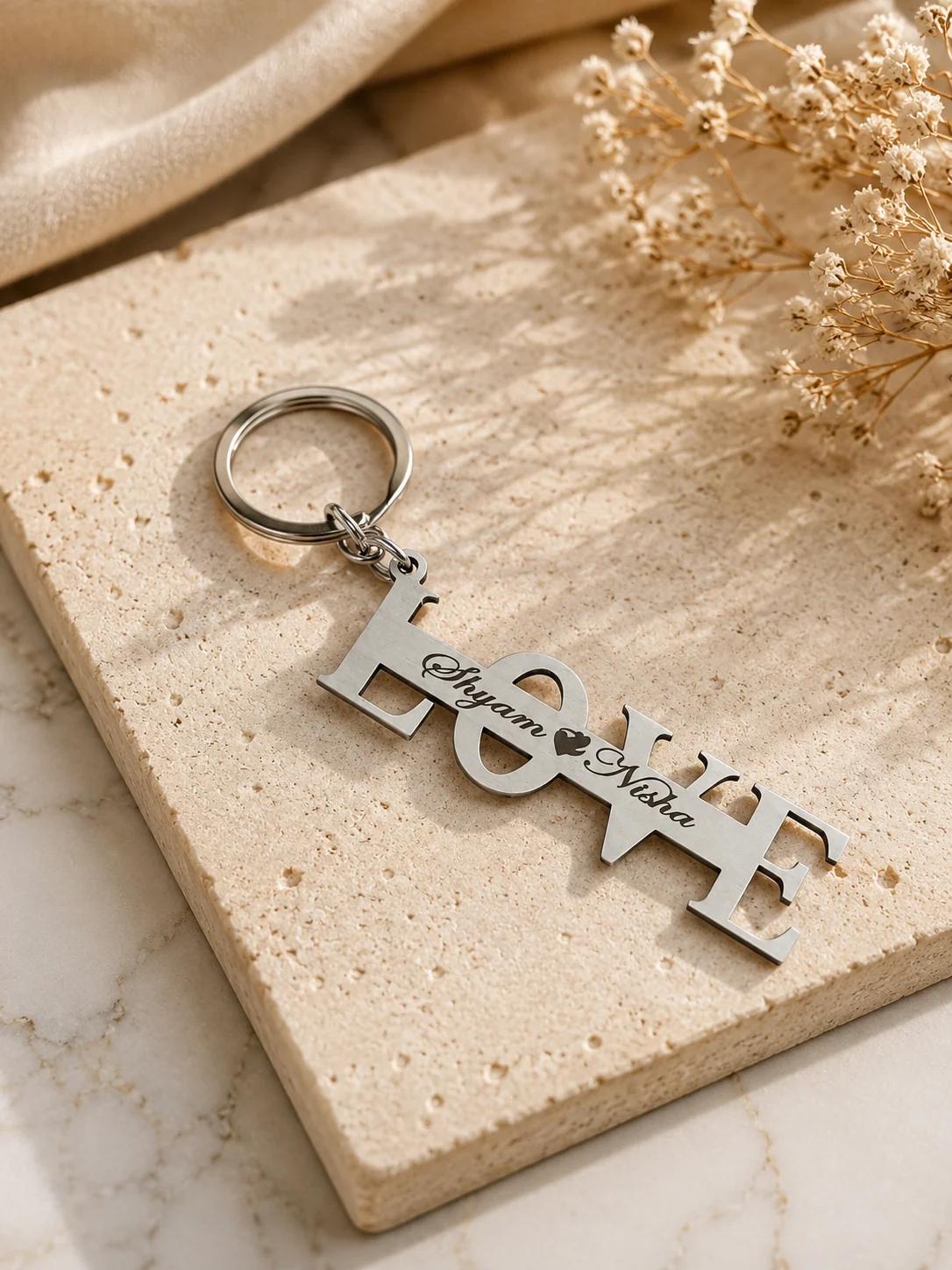 Zpics Engraved Love Message Keychain Custom Romantic Gift