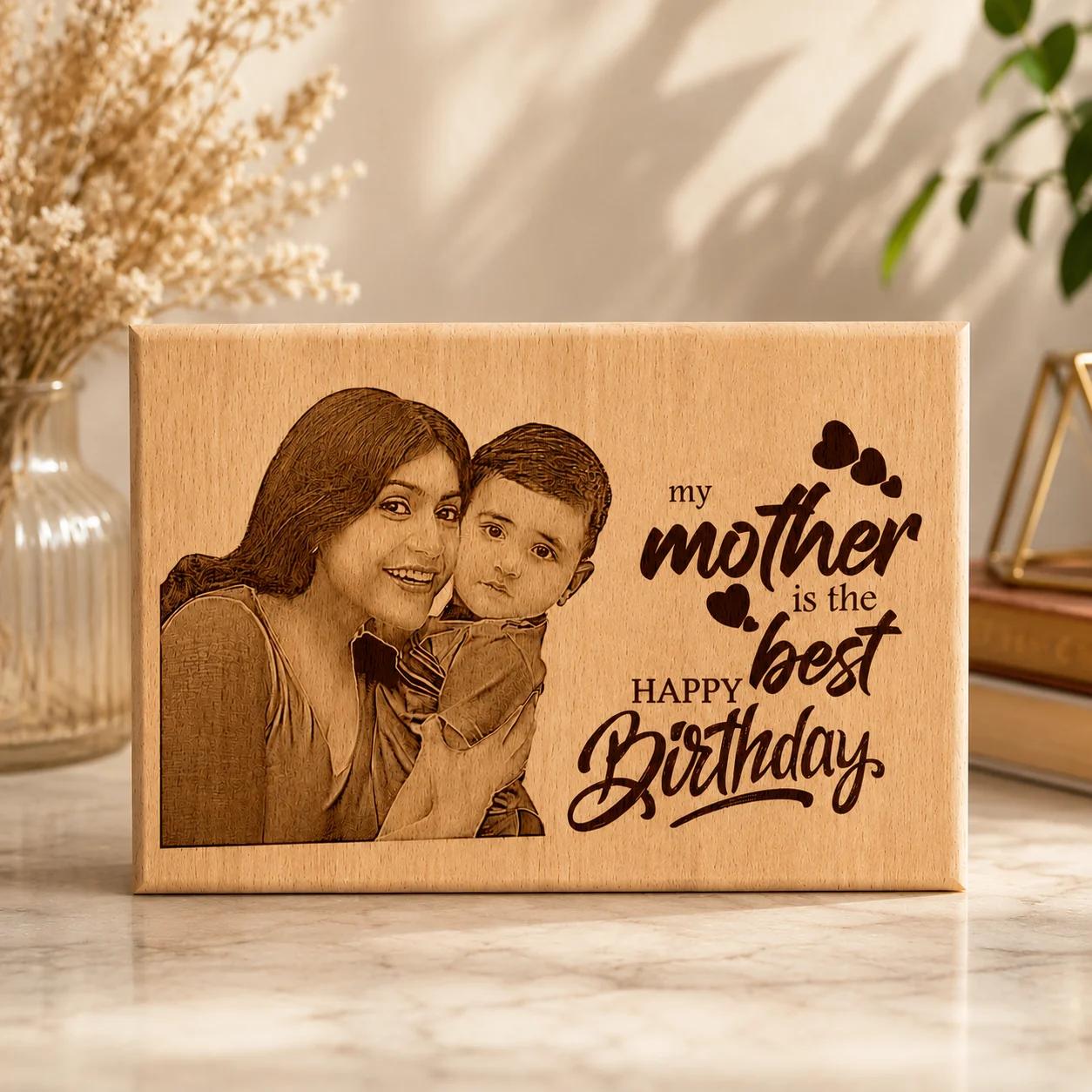 Zpics Engraved Wooden Photo Frame Birthday Gift for Mother 9x6 Inches