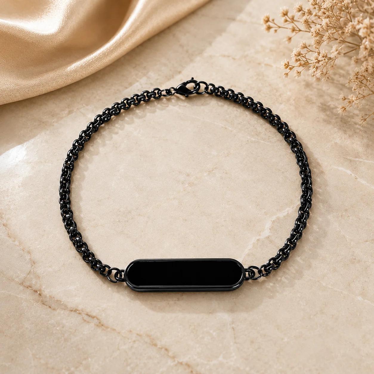 Zpics Elegant Black Name Bracelet Custom Personalized Jewelry