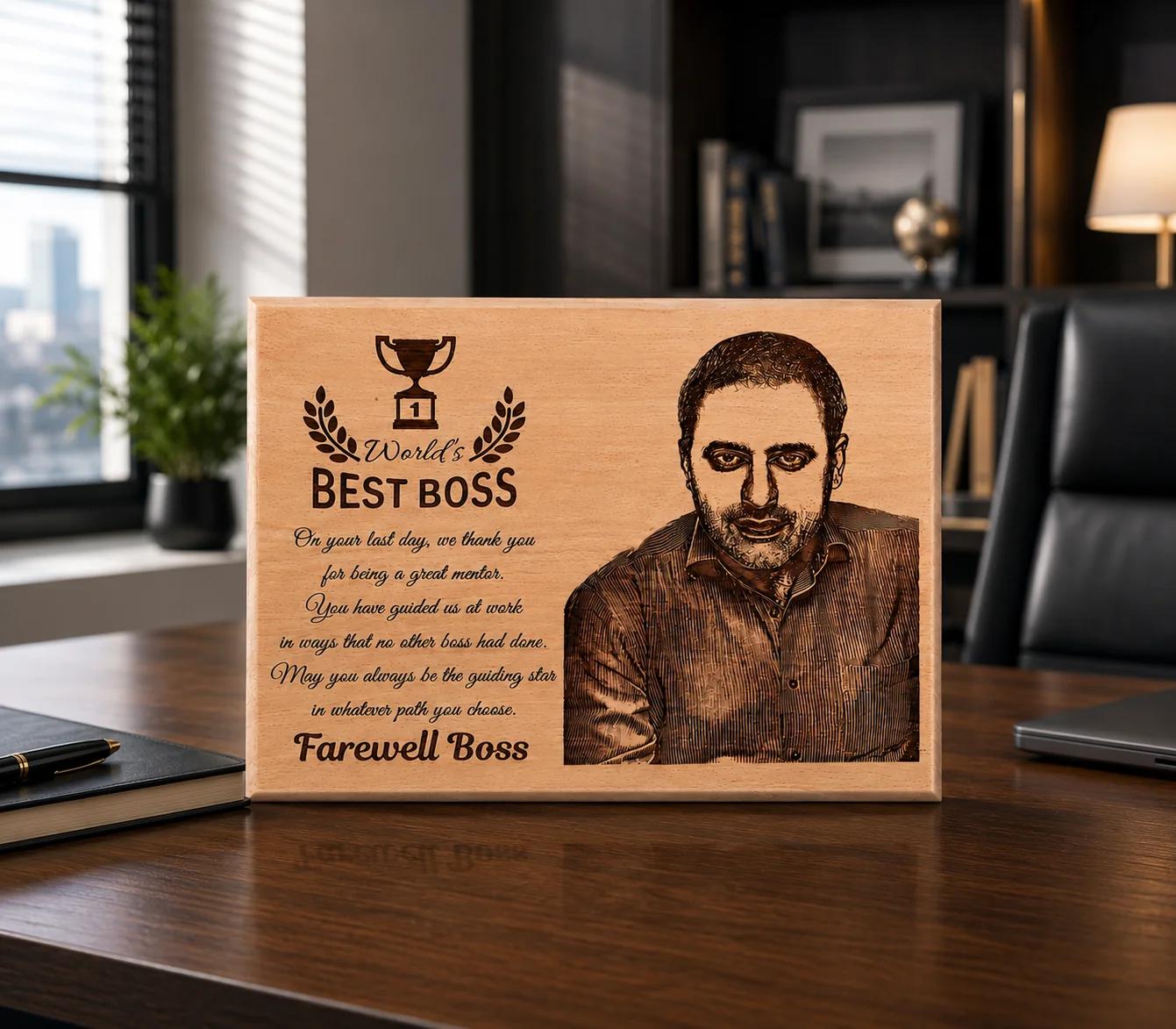 Zpics Personalized Farewell Wooden Photo Plaque Custom Memory Gift 10x8 Inches